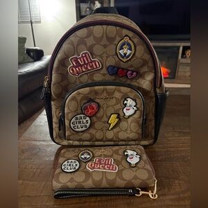 AUTHENTIC Disney x Coach Court Backpack & Matching Long Zip Around Wallet